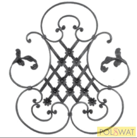 kovácsoltvas közép rozetta 710x650mm 16x8mm