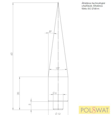 csúcshegy tüske esztergált ø12x65mm haidekker hálós kerítésre rendelésre!!!